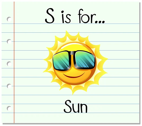 Flashcard letter S is for sun — Stock Vector