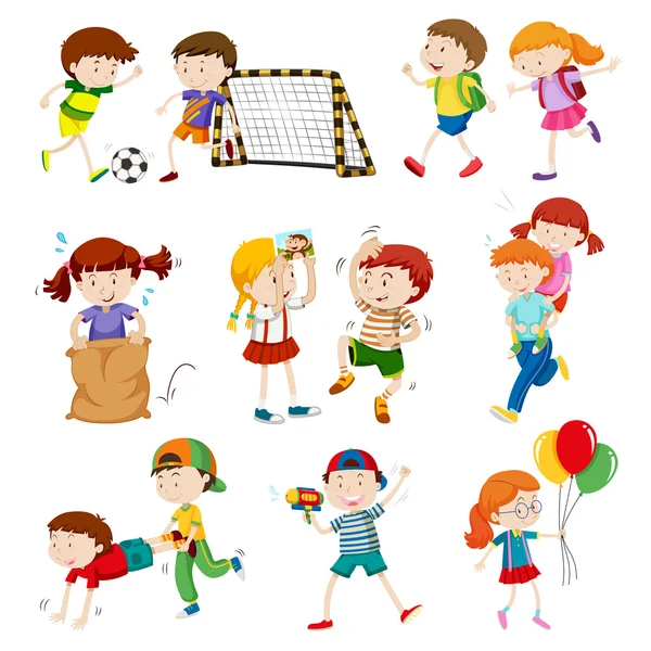 Children doing different activities Stock Illustration