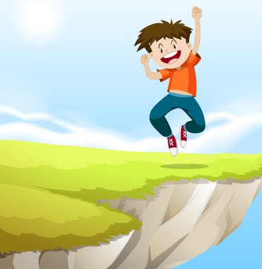 Cliff üzerinde atlama çocuk