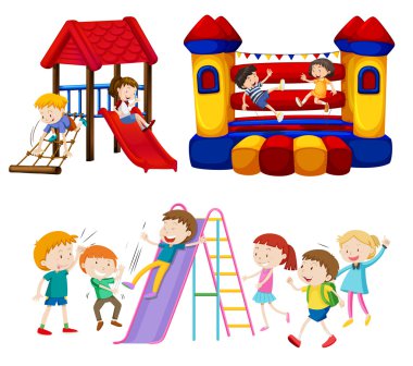 Çocuk parkında oynayan çocuklar