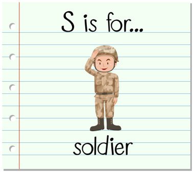 Flashcard Harf S için askerdir