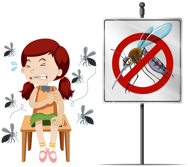 Girl got bitten by mosquitoes — Stock Vector