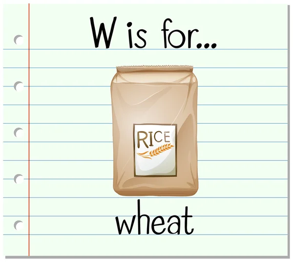 抽认卡字母 W 是小麦 — 图库矢量图片