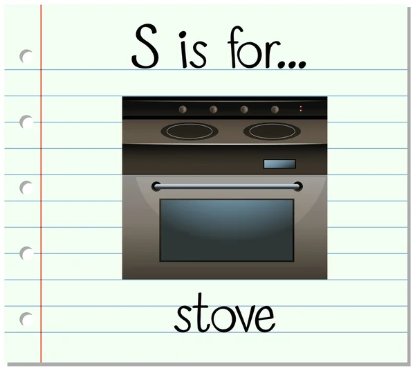 Flashcard letra S é para fogão — Vetor de Stock