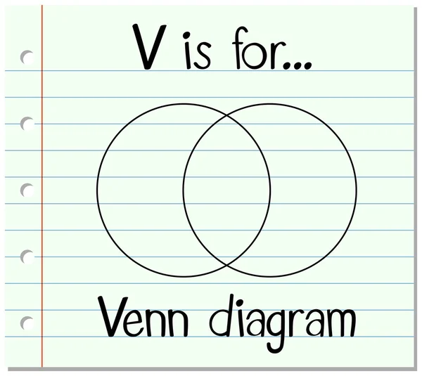 Flashcard letra V é para o diagrama de Venn — Vetor de Stock
