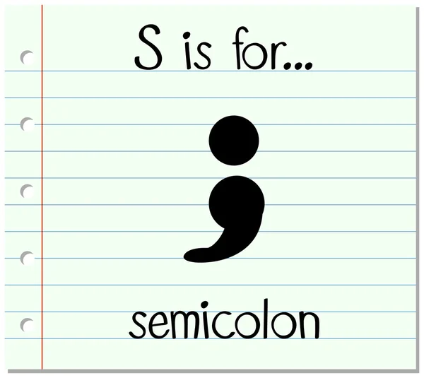 Flashcard letter S is for semicolon — Stock Vector