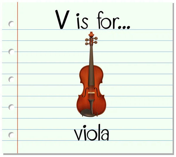 Flashcard letra V é para viola — Vetor de Stock