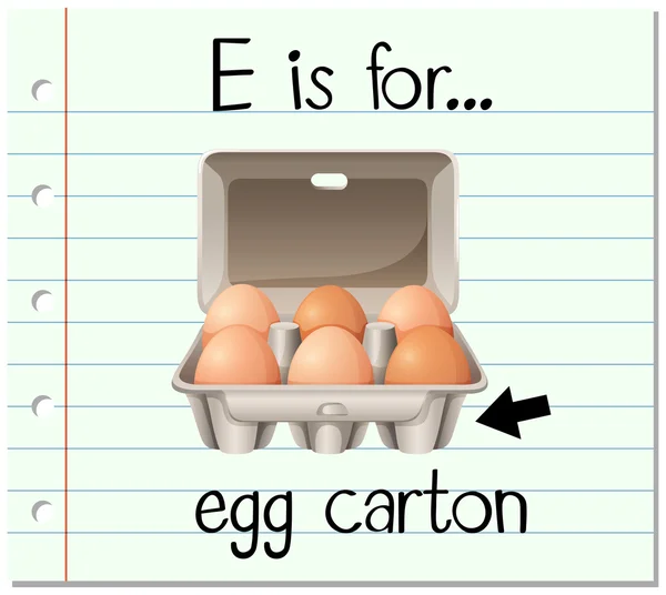 Flashcard letter E is voor ei karton — Stockvector