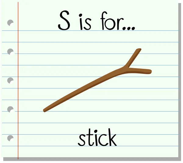 Flashcard lettre S est pour bâton — Image vectorielle
