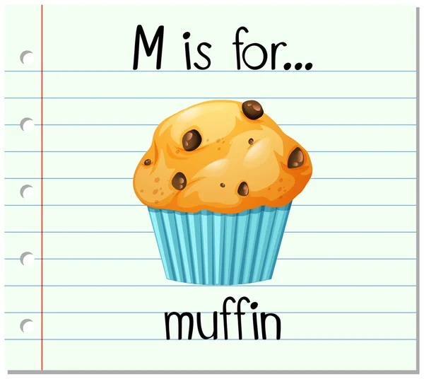 Flashcard letra M é para muffin —  Vetores de Stock