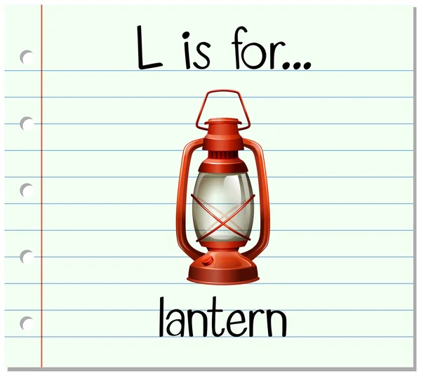 Flashcard letra L é para lanterna — Vetor de Stock