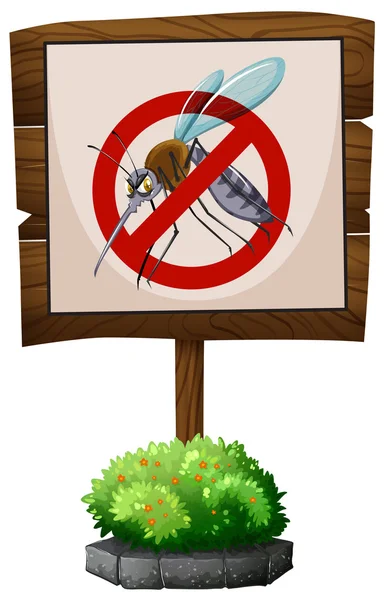 Wooden sign of no mosquitoes — Stock Vector