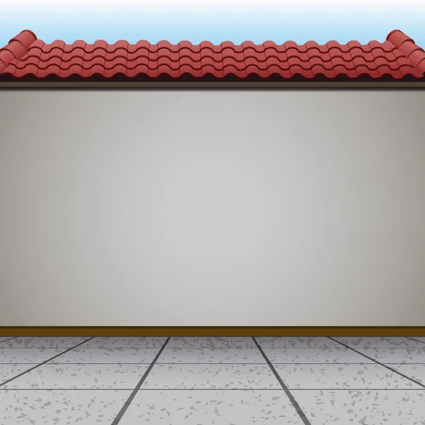 壁と赤い屋根のシーン — ストックベクタ