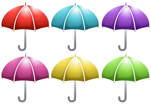 Umbrella in six colors — Stock Vector