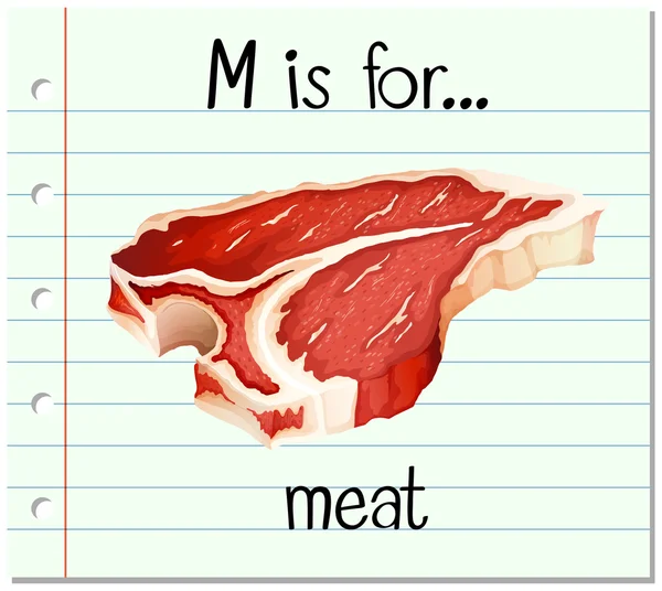抽认卡字母 M 是肉 — 图库矢量图片