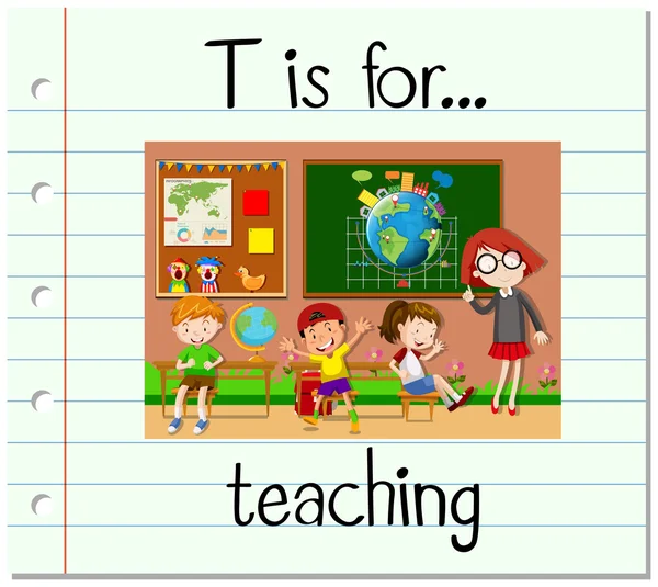 Flashcard lettre T est pour l'enseignement — Image vectorielle
