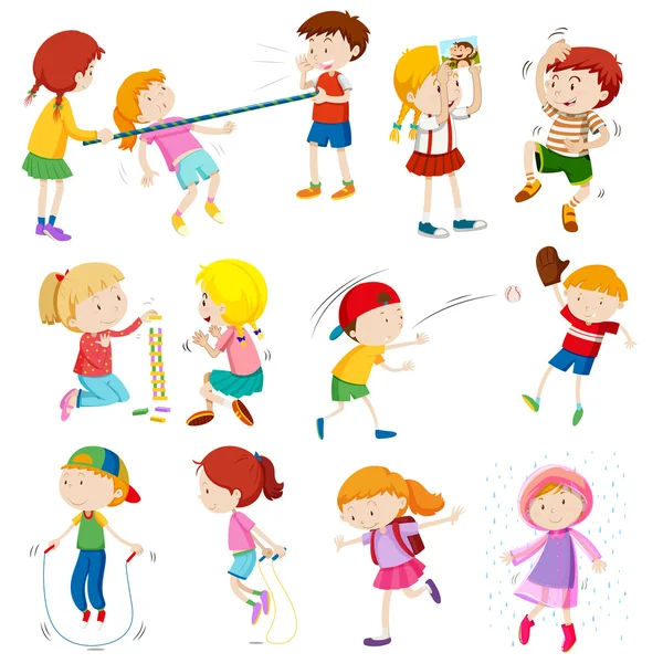 Niños haciendo diferentes actividades — Vector de stock