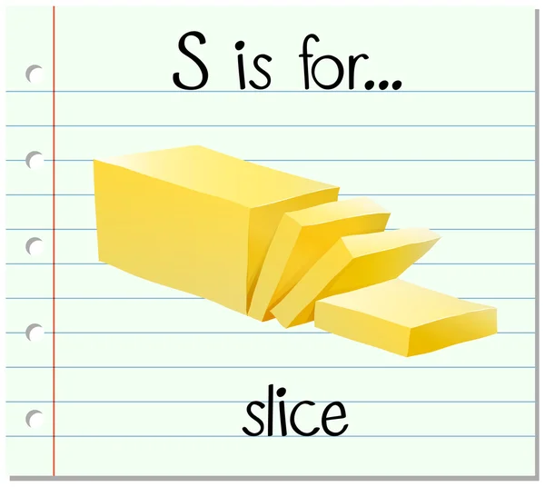 Flashcard letter S is voor slice — Stockvector