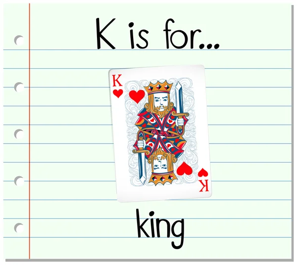 Flashcard lettre K est pour le roi — Image vectorielle