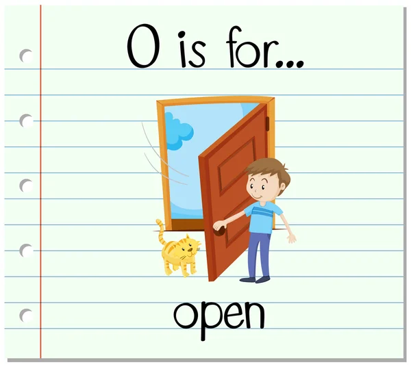 Tanulókártya O betű van a nyílt — Stock Vector