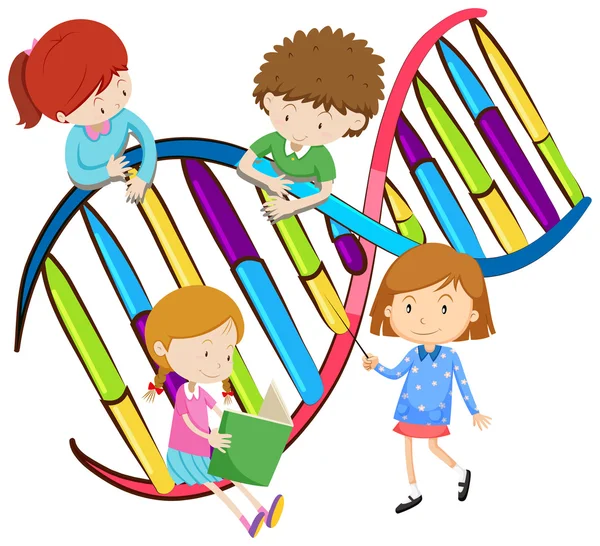 Kinderen en menselijk Dna — Stockvector