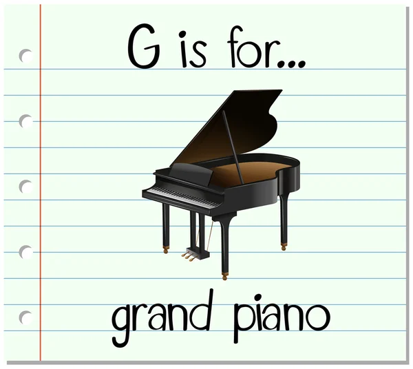 Flashcard lettre G est pour piano à queue — Image vectorielle
