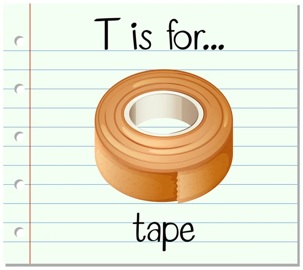 Flashcard bokstaven T är för tape — Stock vektor