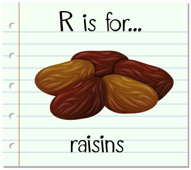Flashcard letter R is for raisins clipart