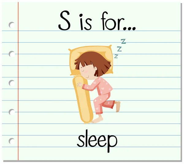 Flashcard lettre S est pour le sommeil — Image vectorielle