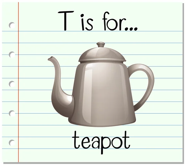 Flashcard letter T is for teapot — Stock Vector