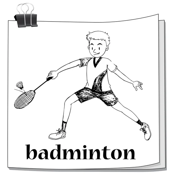 Atleta hombre jugando bádminton — Vector de stock