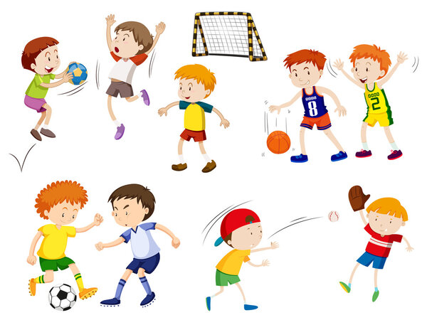 Boys playing different sports