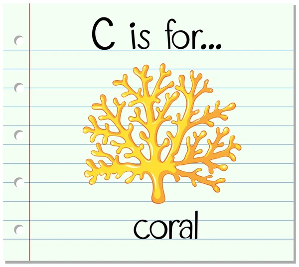 Flashcard letter C is for coral — Stock Vector