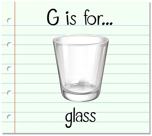抽认卡字母 G 是玻璃 — 图库矢量图片