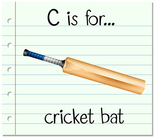 Flashcard lettre C est pour chauve-souris de cricket — Image vectorielle