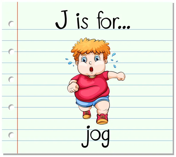 Flashcard bokstaven J är joggingtur — Stock vektor