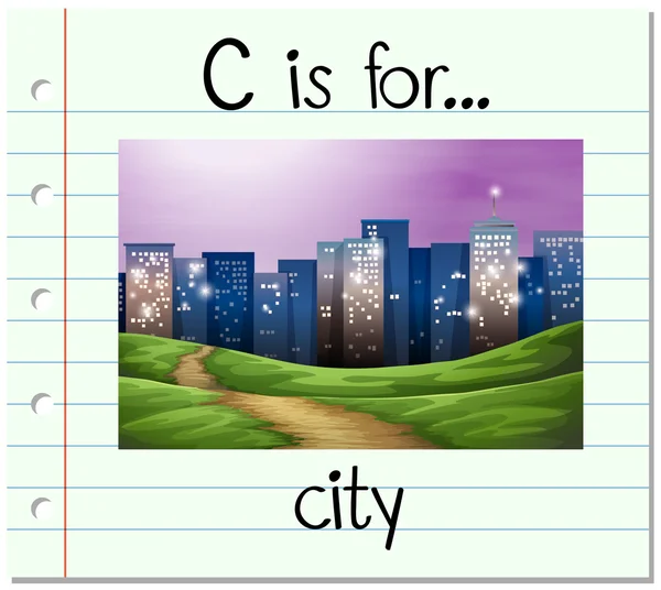 Karteikartenbuchstabe c steht für Stadt — Stockvektor