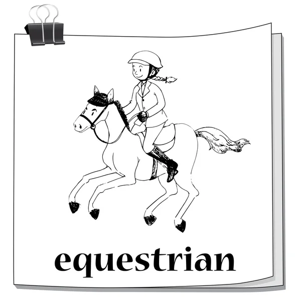 Девчонка занимается конным спортом — стоковый вектор