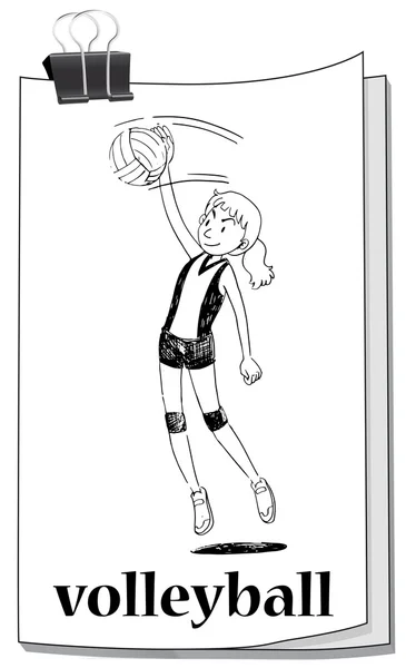 Tarjeta con chica jugando voleibol — Vector de stock