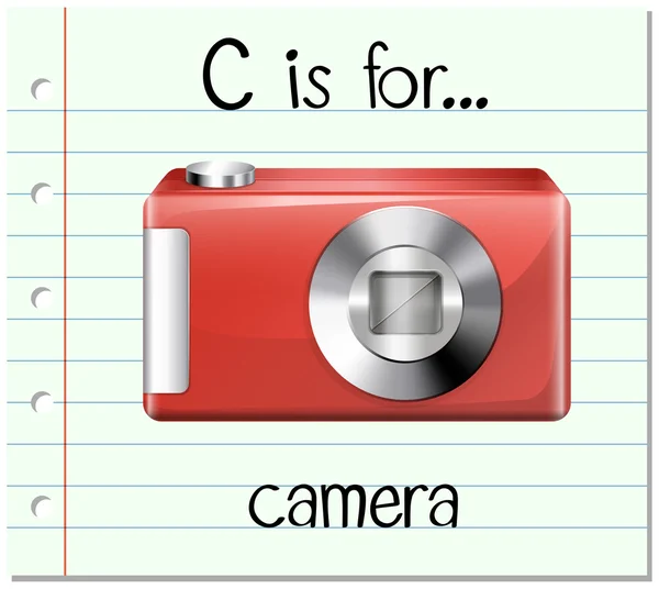 La letra C de la tarjeta es para cámara — Vector de stock