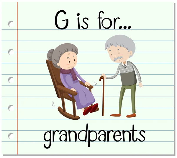 抽认卡字母 G 是祖父母 — 图库矢量图片