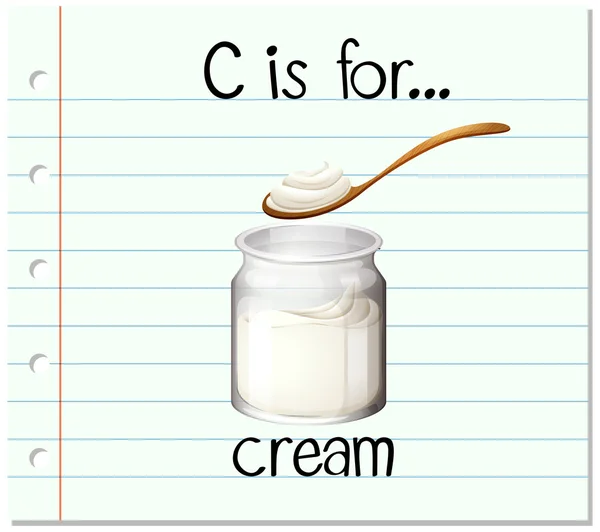 Flashcard lettre C est pour la crème — Image vectorielle