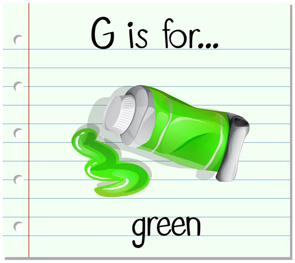 Kartičky písmeno G je pro zelené — Stockový vektor