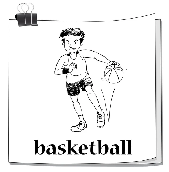 Cartão com homem jogando basquete — Vetor de Stock