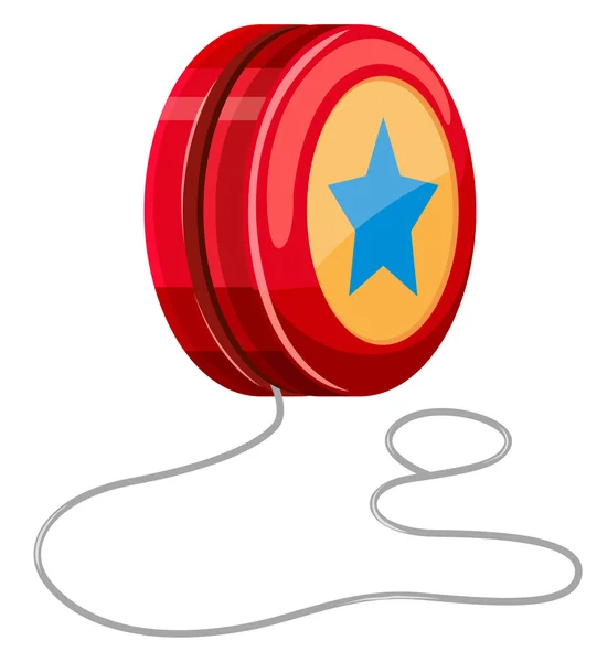 Red yo-yo with white string — Stock Vector