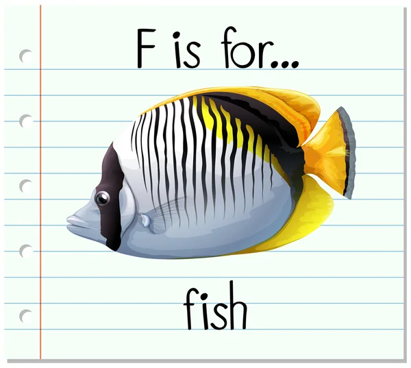 Flashcard harf F için balıktır — Stok Vektör