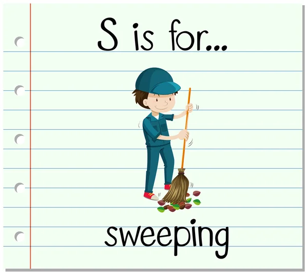Flashcard letter S is for sweeping — Stock Vector