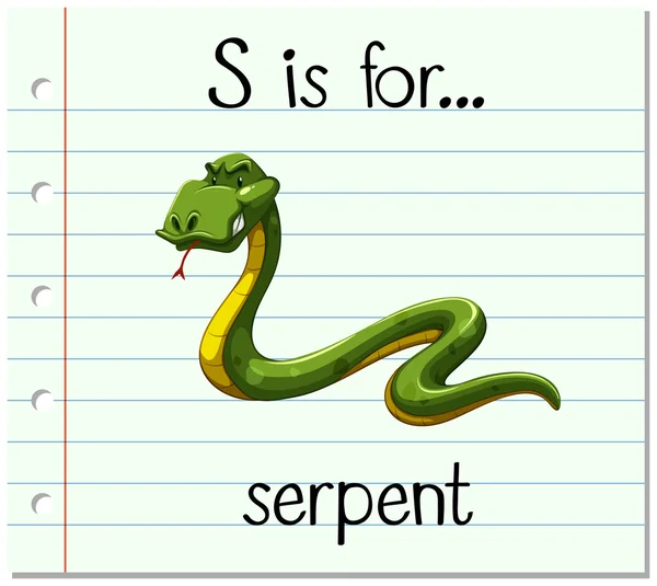 Flashcard letra S é para serpente — Vetor de Stock