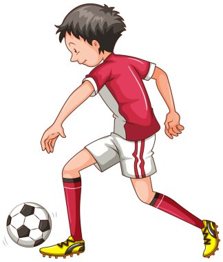 Adam kırmızı kıyafeti futbol oynamak