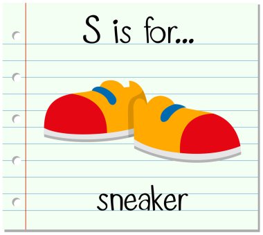 Flashcard S spor ayakkabı için harftir